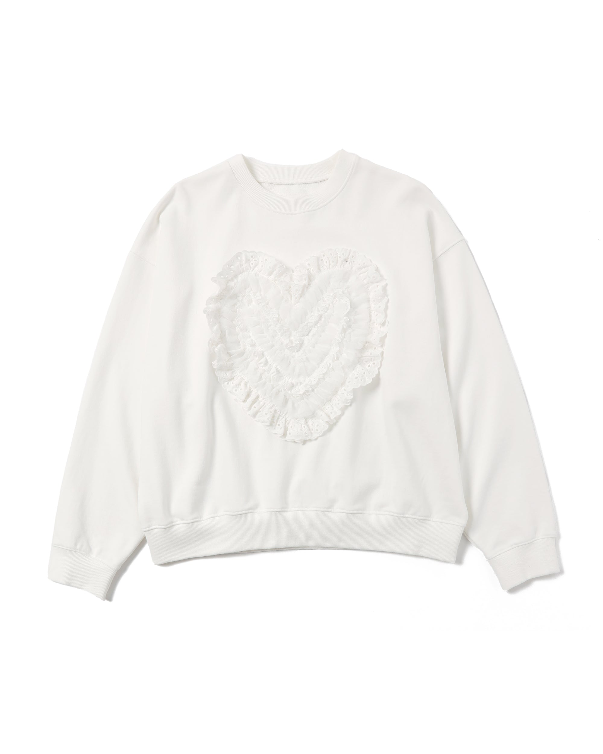 Cotton lace heart sweatshirt