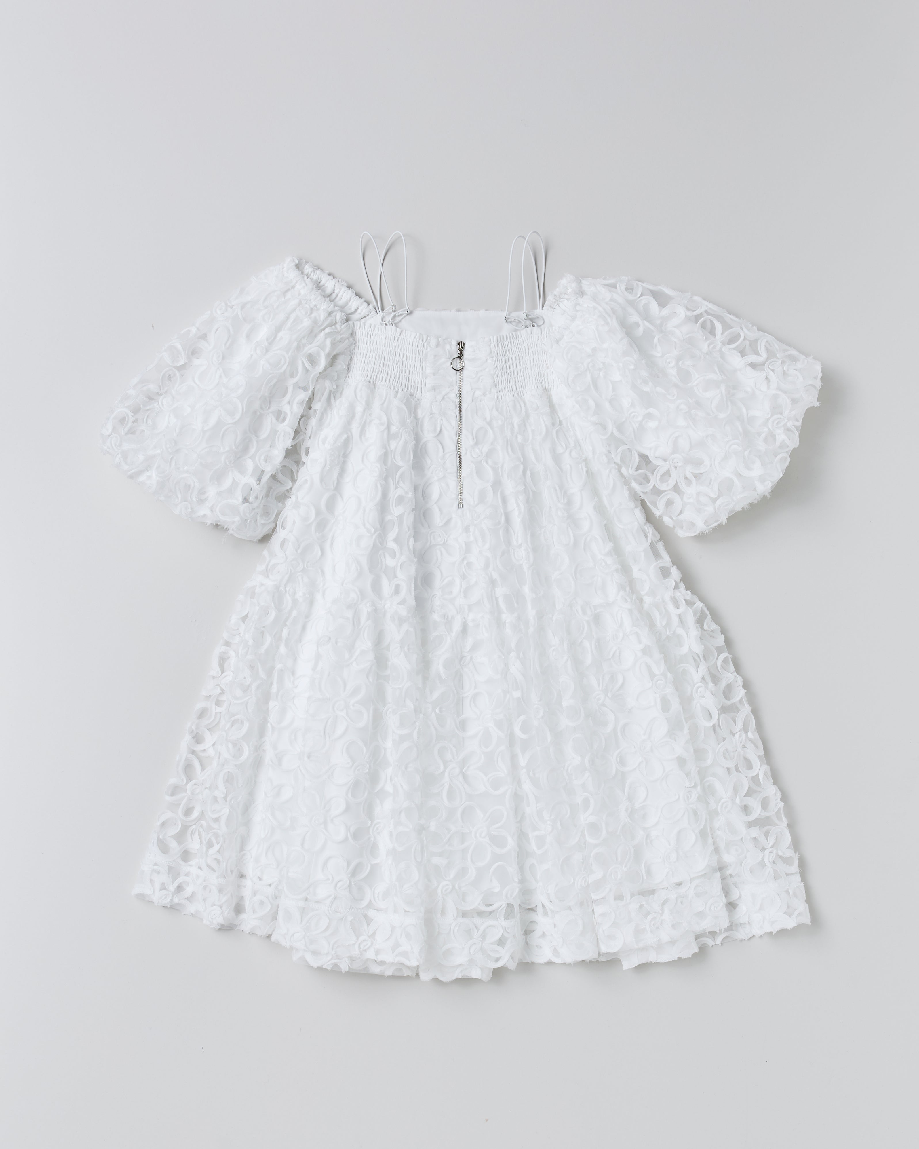 Flower puff sleeve tiered one-piece