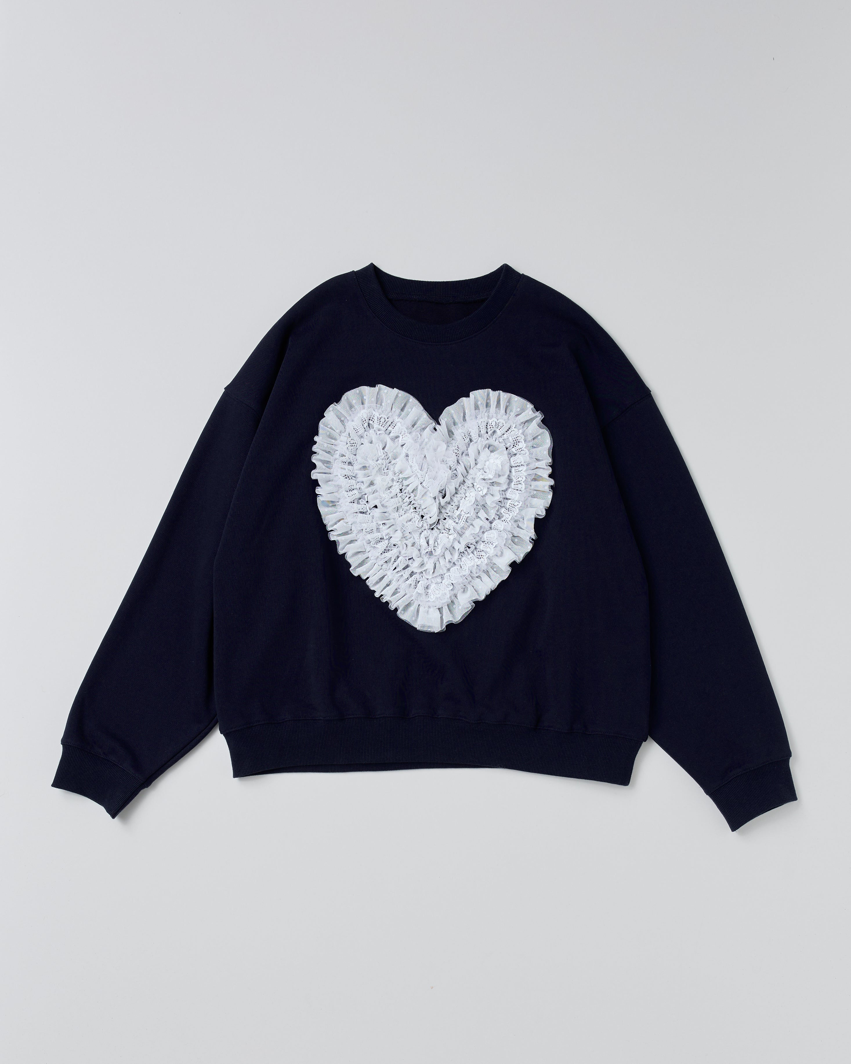 Heart dot tulle sweatshirt (navy)