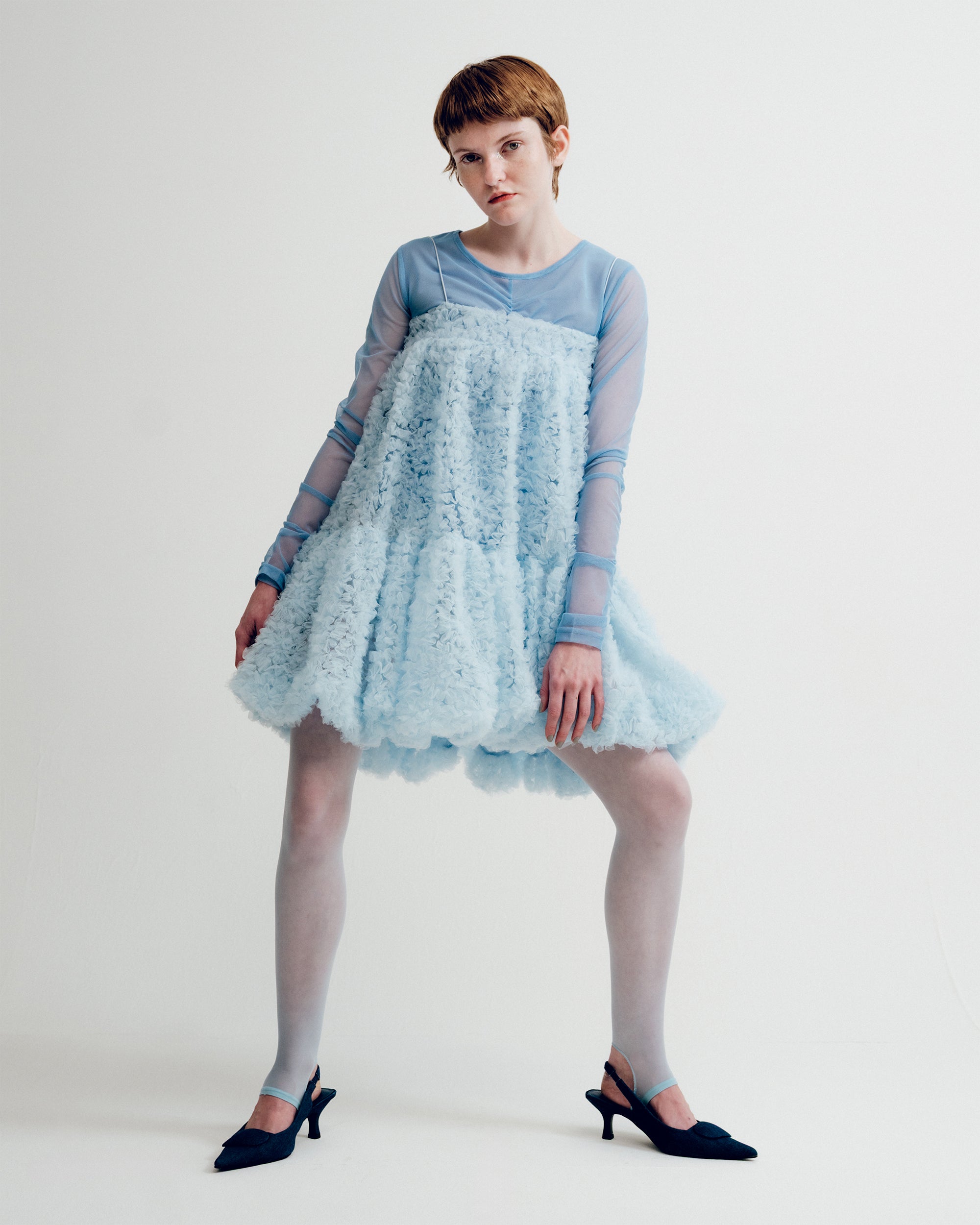 Tulle balloon tunic (light blue)
