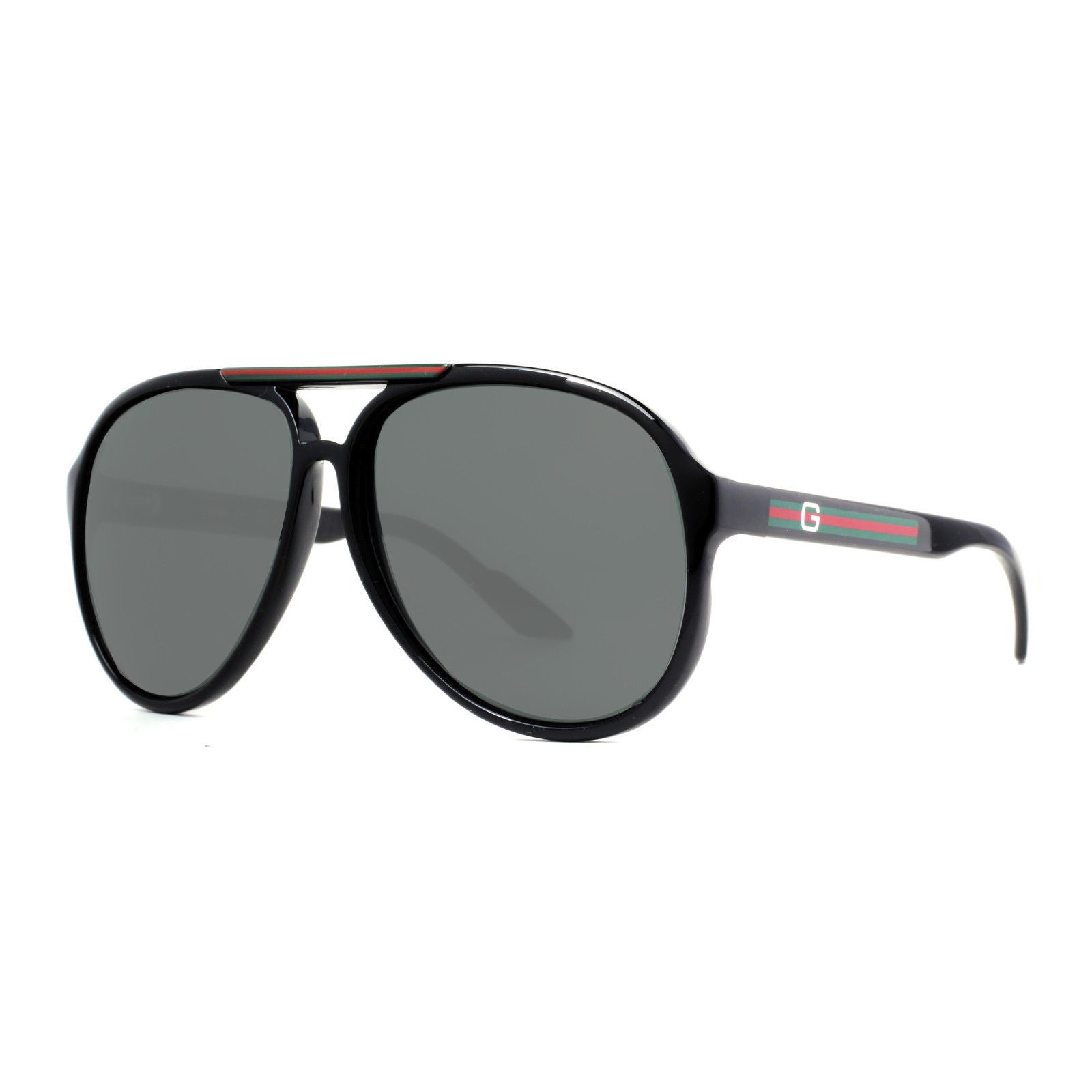 Gucci GG 1627/S D28/R6 Shiny Black/Grey Unisex Aviator Sunglasses