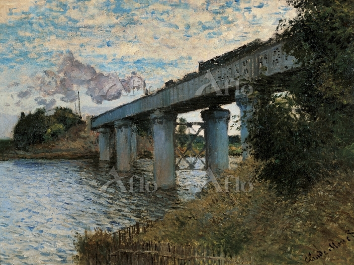 クロード・モネ 「アルジャントゥイユの鉄道橋」 [21920579]のアート