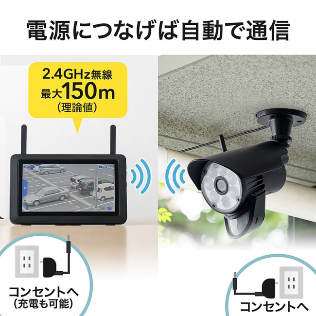 工事不要ですぐに使える防犯カメラ＆ワイヤレスモニターセットを6月12