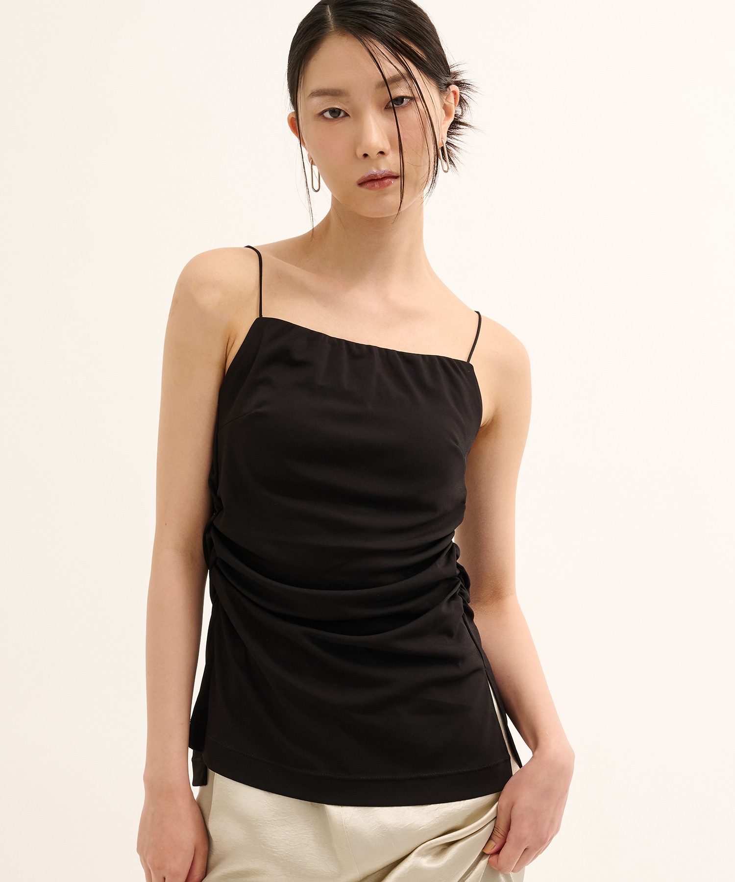 hazyギャザードレープキャミ(1 BLACK): : ウィメンズ｜PUBLIC TOKYO