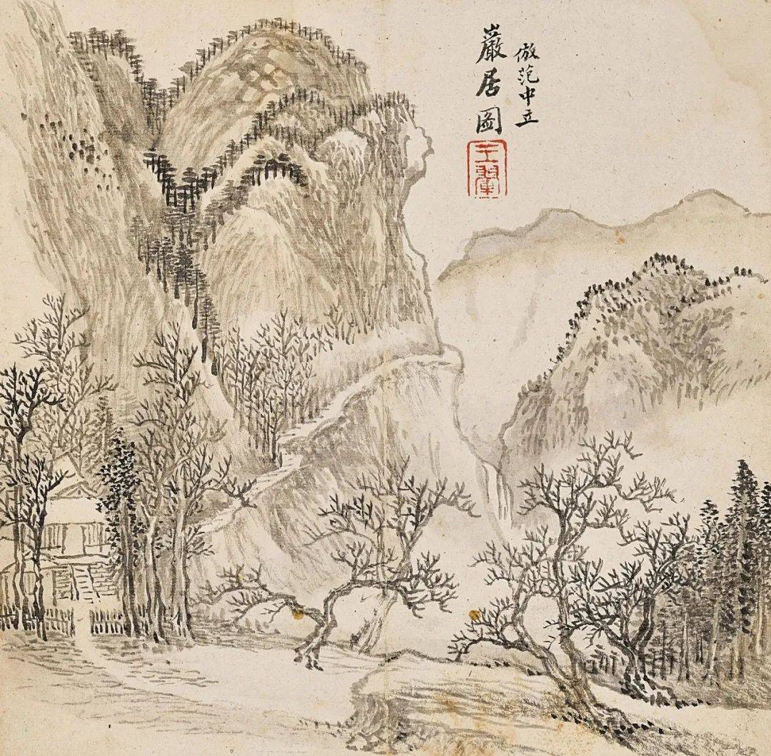 模写/王石谷（王）/山水画賛/布袋屋掛軸HC-820 模写/王石谷（王