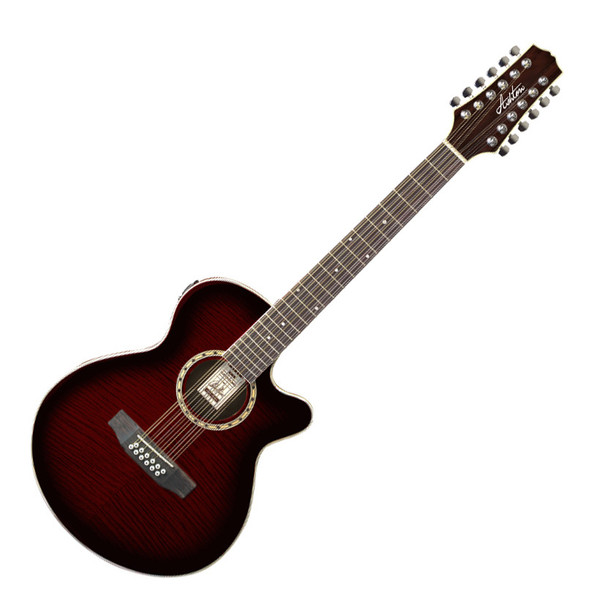 Ashton SL29/12CEQ 12 String Electro Acoustic Guitar, Wine Red