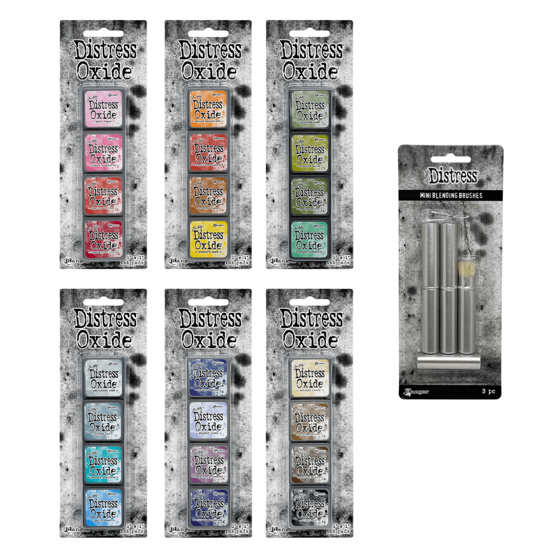 Tim Holtz Distress® Mini Oxide® Ink Pads & Blending Brush Bundle