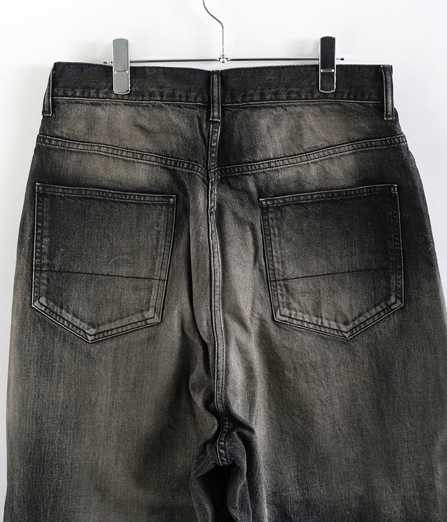 ANCELLM AGING WIDE 5P DENIM PANTS [BLACK] - Fresh Service