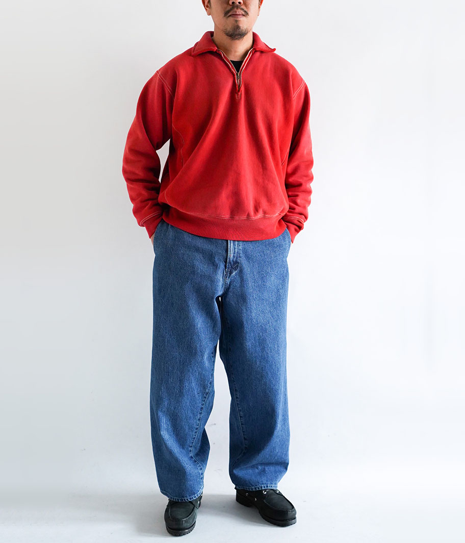 A.PRESSE Vintage Half Zip Sweatshirt [RED] - Fresh Service
