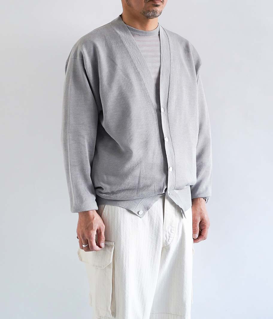 HERILL Ramie Highgauge Cardigan [GRAY] - Fresh Service NECESSARY