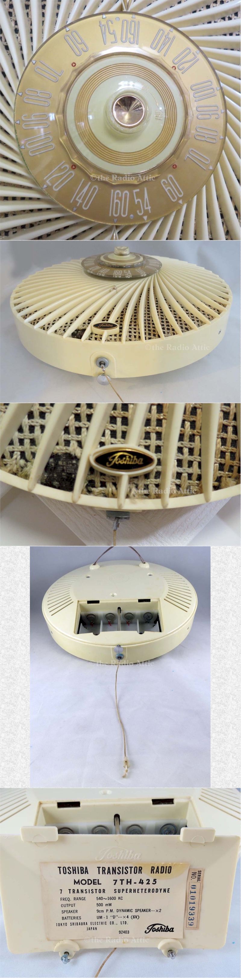 Toshiba 7TH-425 (1961) Wall Mount Radio - FOR SALE! - item 1800037