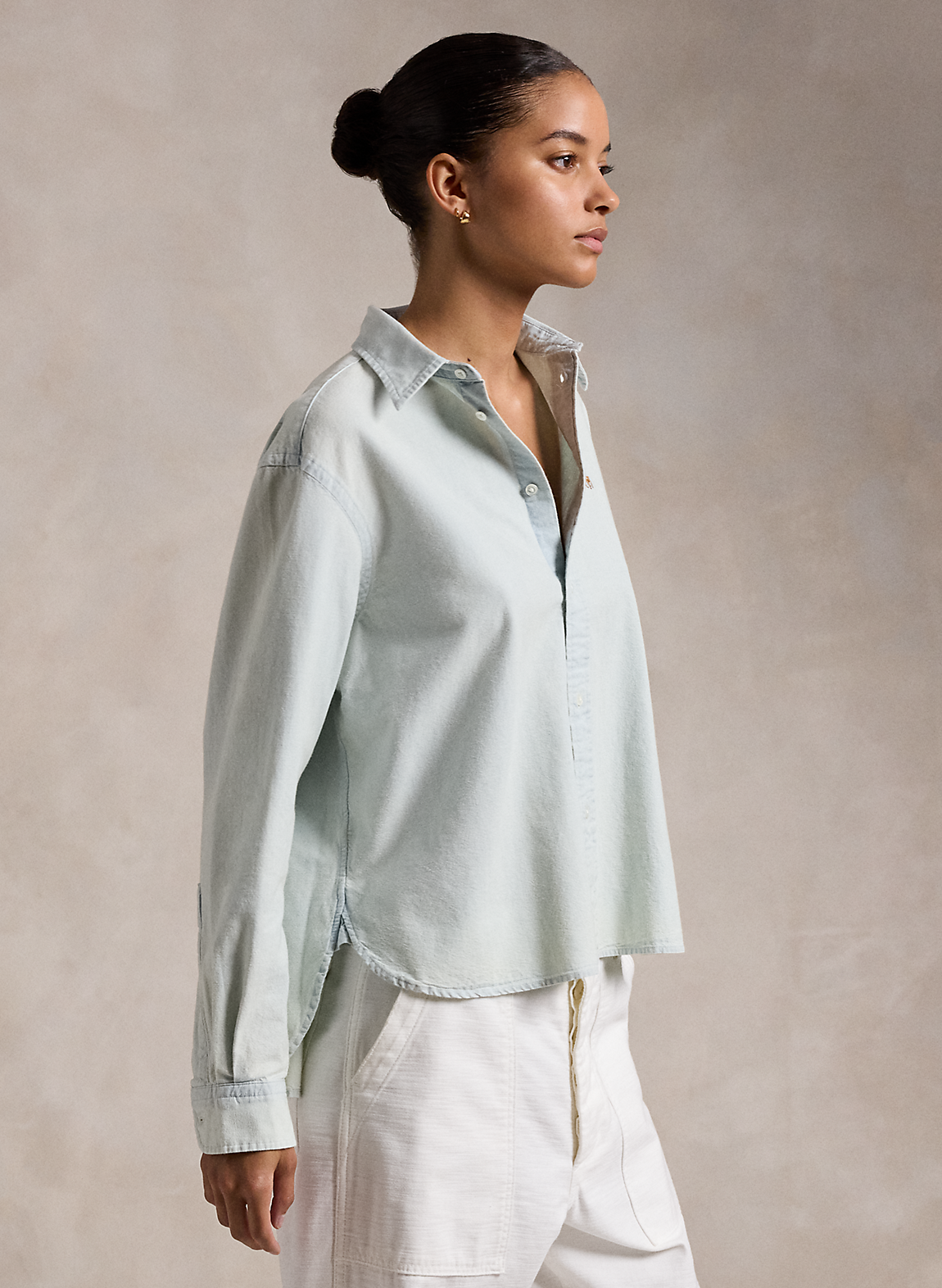 ポロラルフローレン ドローストリングシャンブレー フーデッドシャツ