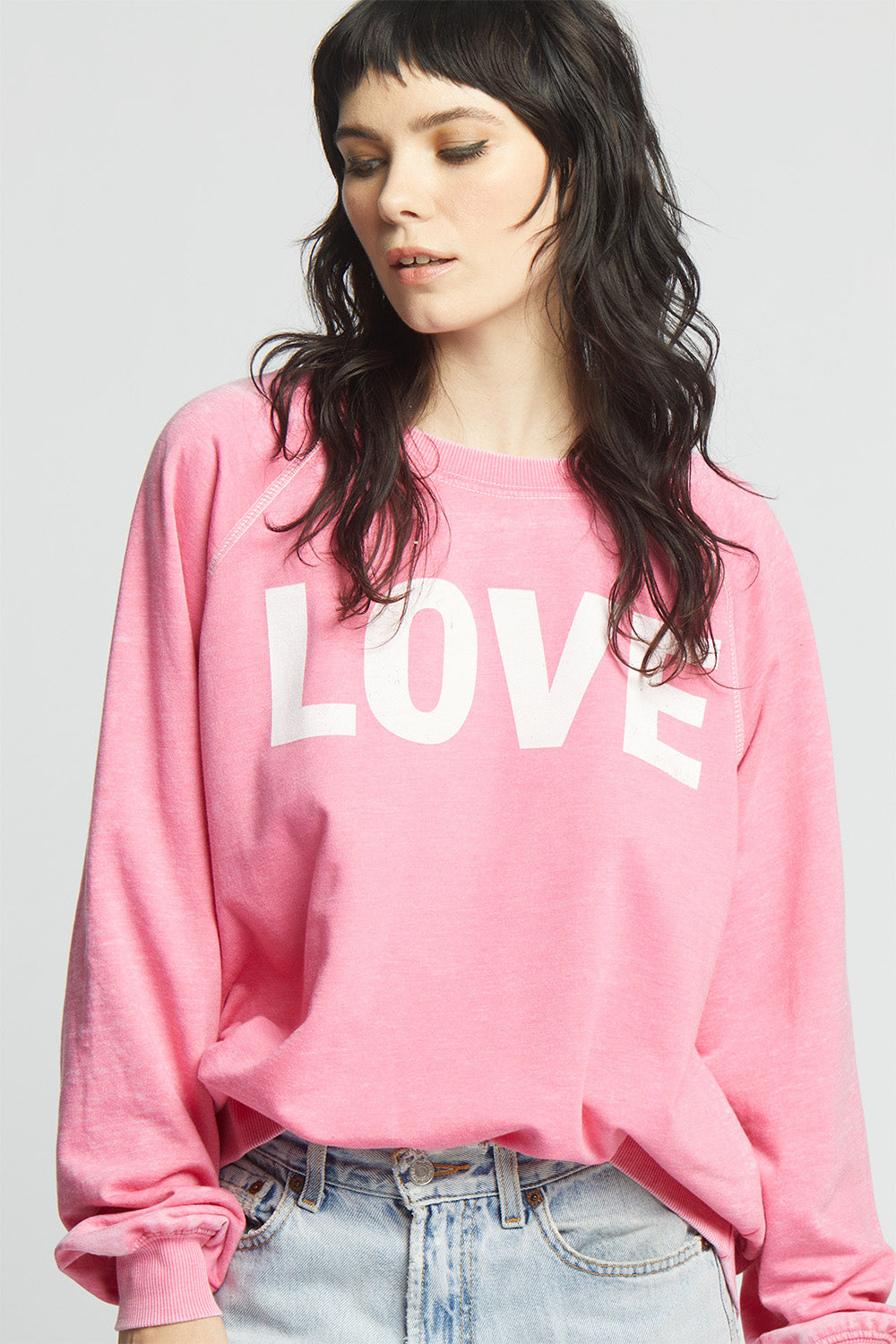 Love Pink Oversized Sweatshirt | Women's Statement Pullover