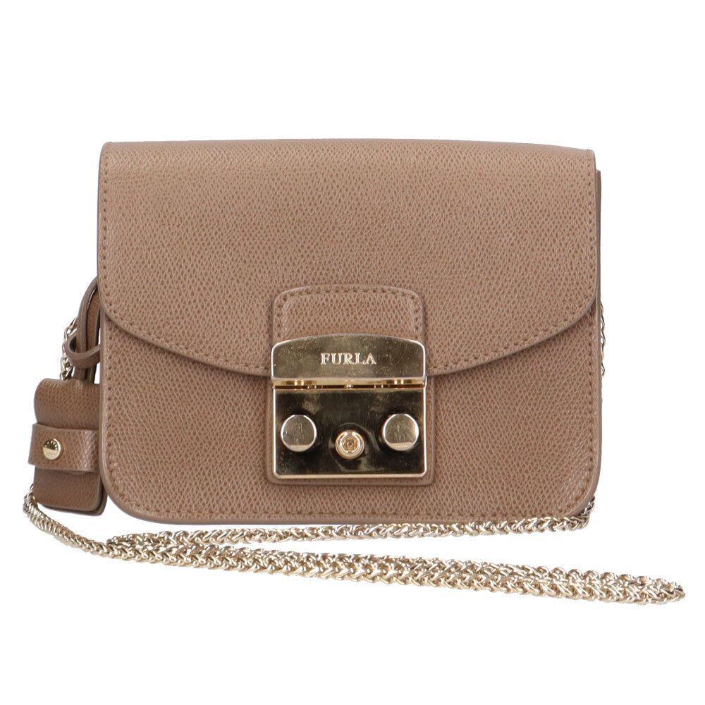 Furla Metropolis shoulder bag leather brown women's used – 【公式