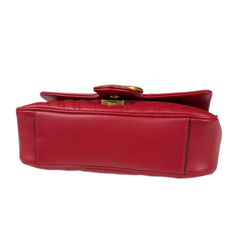 GUCCI グッチ GGマーモント ショルダーバッグ レザー レッド