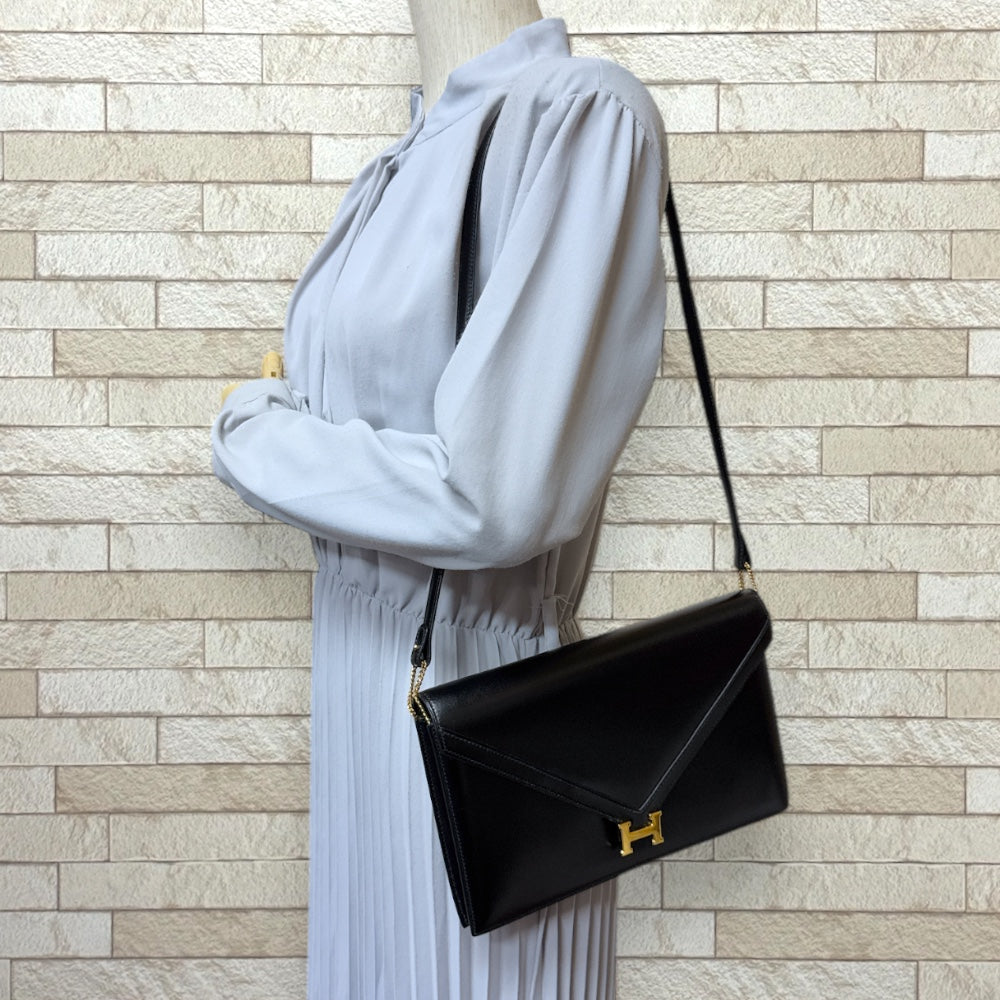 HERMES エルメス リディ ショルダーバッグ ボックスカーフ ブラック