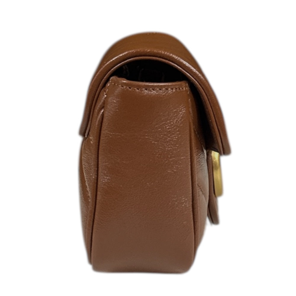 GUCCI グッチ GGマーモント ショルダーバッグ レザー ブラウン