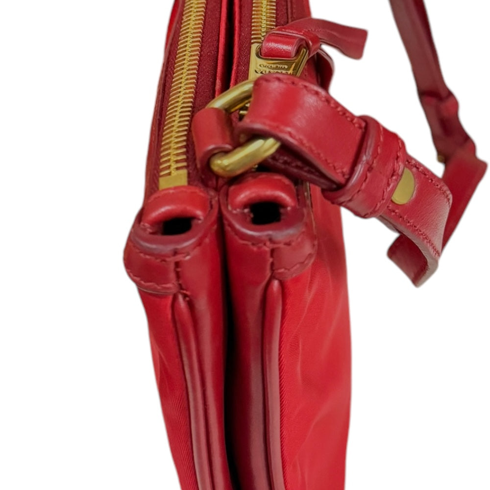 PRADA プラダ ショルダーバッグ ナイロン レッド レディース 中古