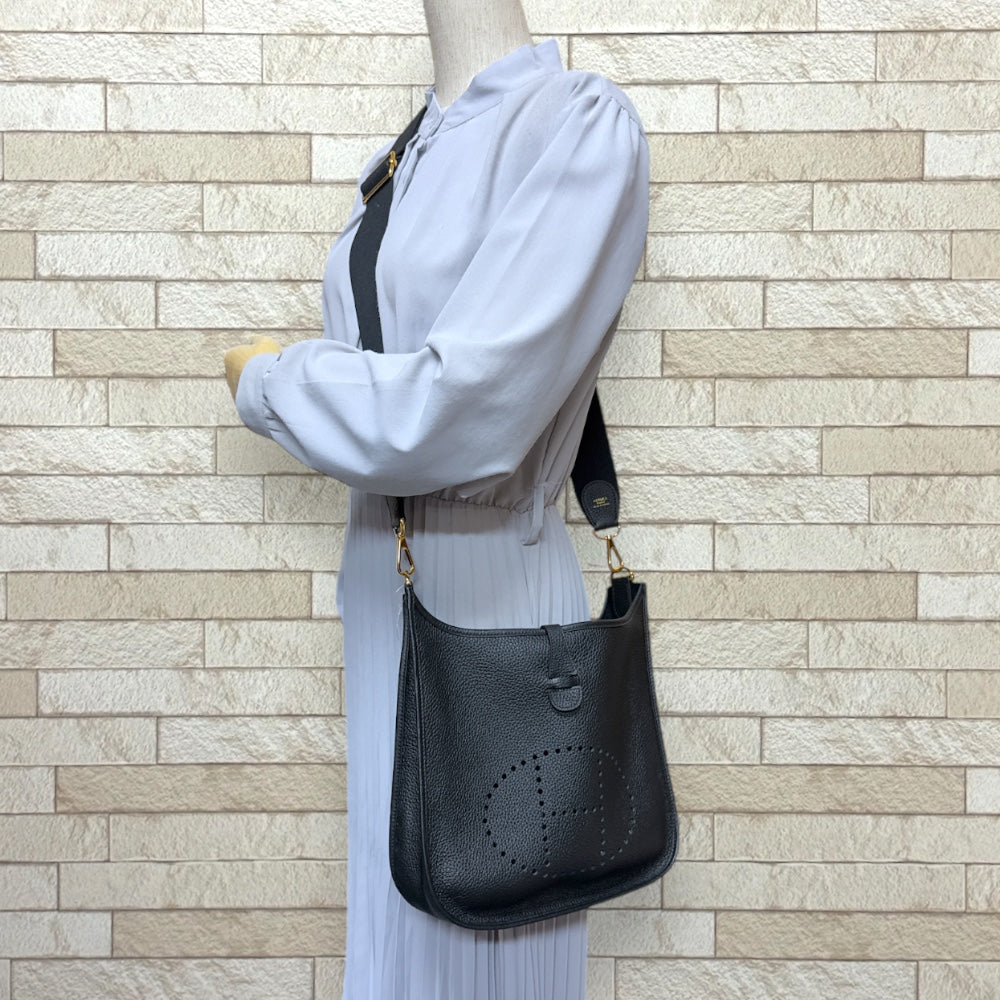 HERMES エルメス エブリンIII PM ショルダーバッグ レザー ブラック