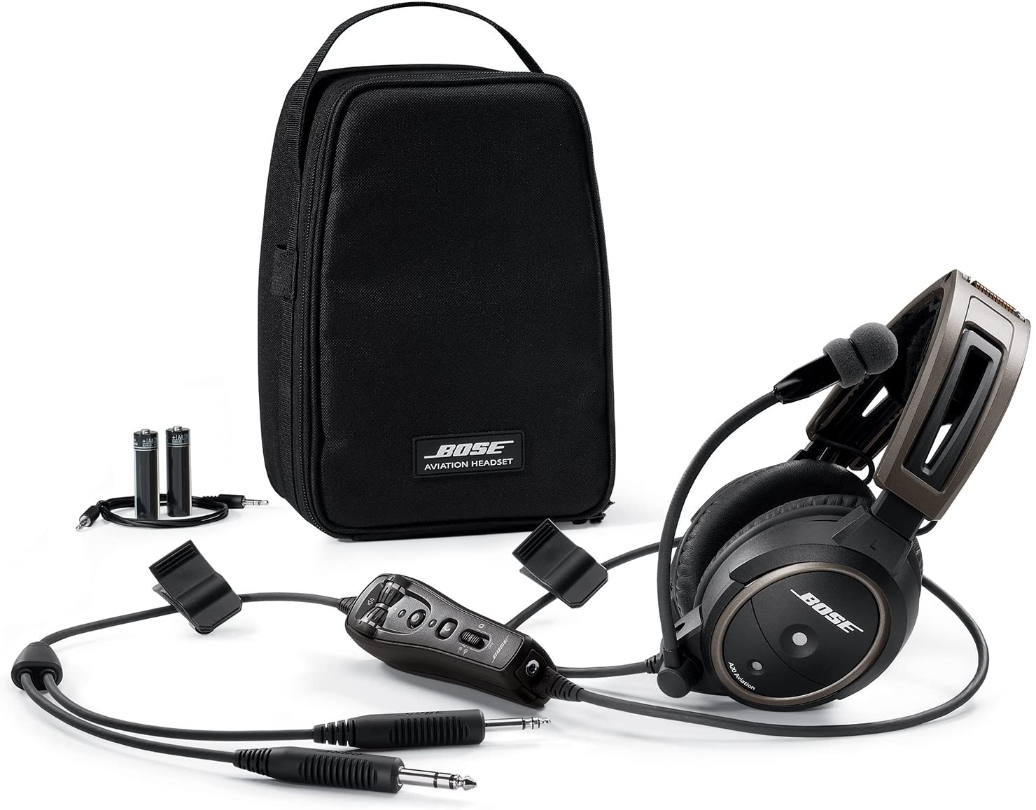 Bose A20 Aviation Headset with Bluetooth Dual Plug Cable, Black