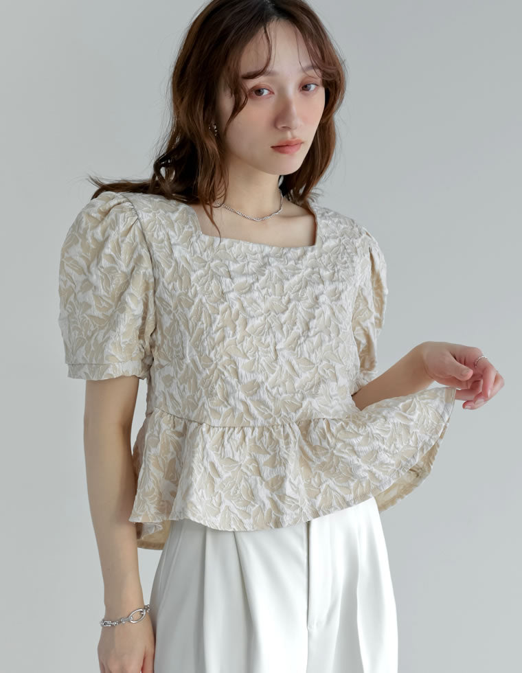 ふくれジャカードペプラムトップス - トップス通販 | 人気レディース