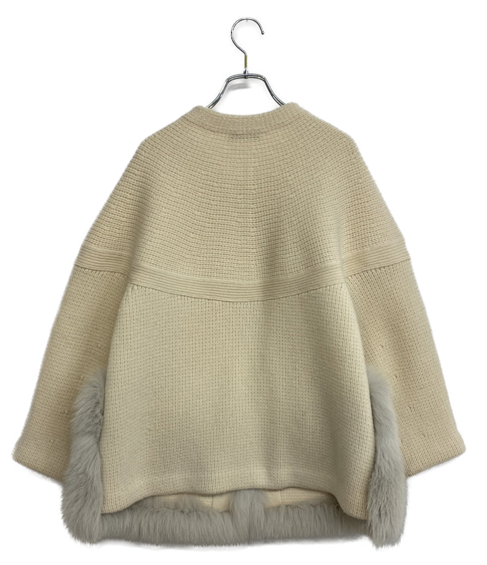 ドゥロワー カーディガン ウールカシミヤミラノ編みフォックスファー