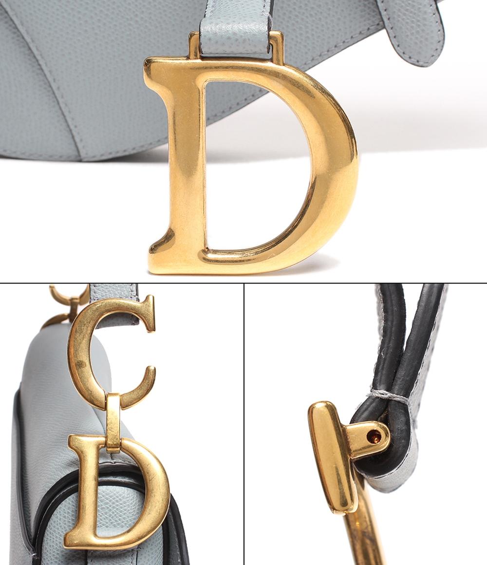 クリスチャンディオール レザーショルダーバッグ ゴールド金具 サドル