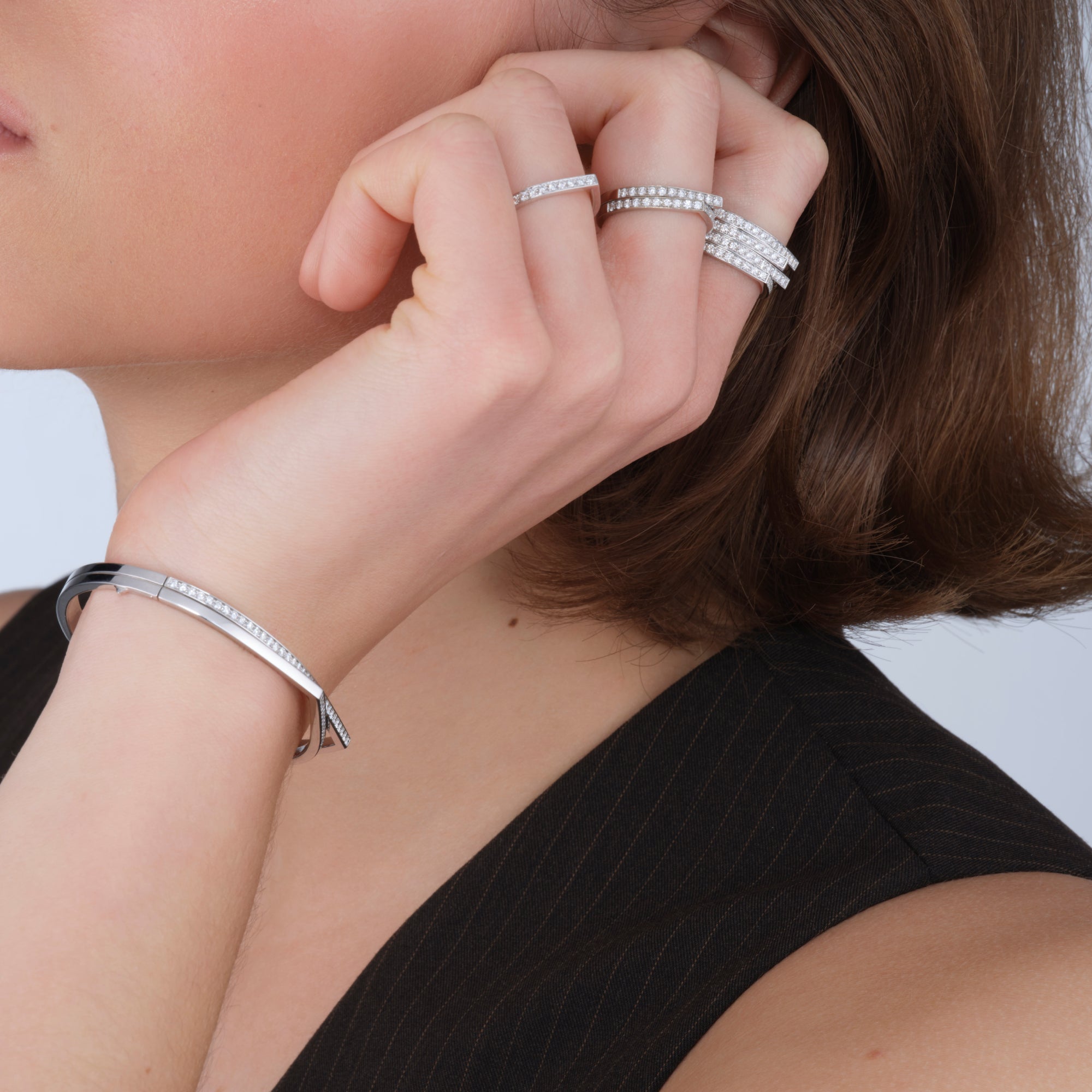 Antifer 2連リング ホワイトゴールド パヴェダイヤモンド