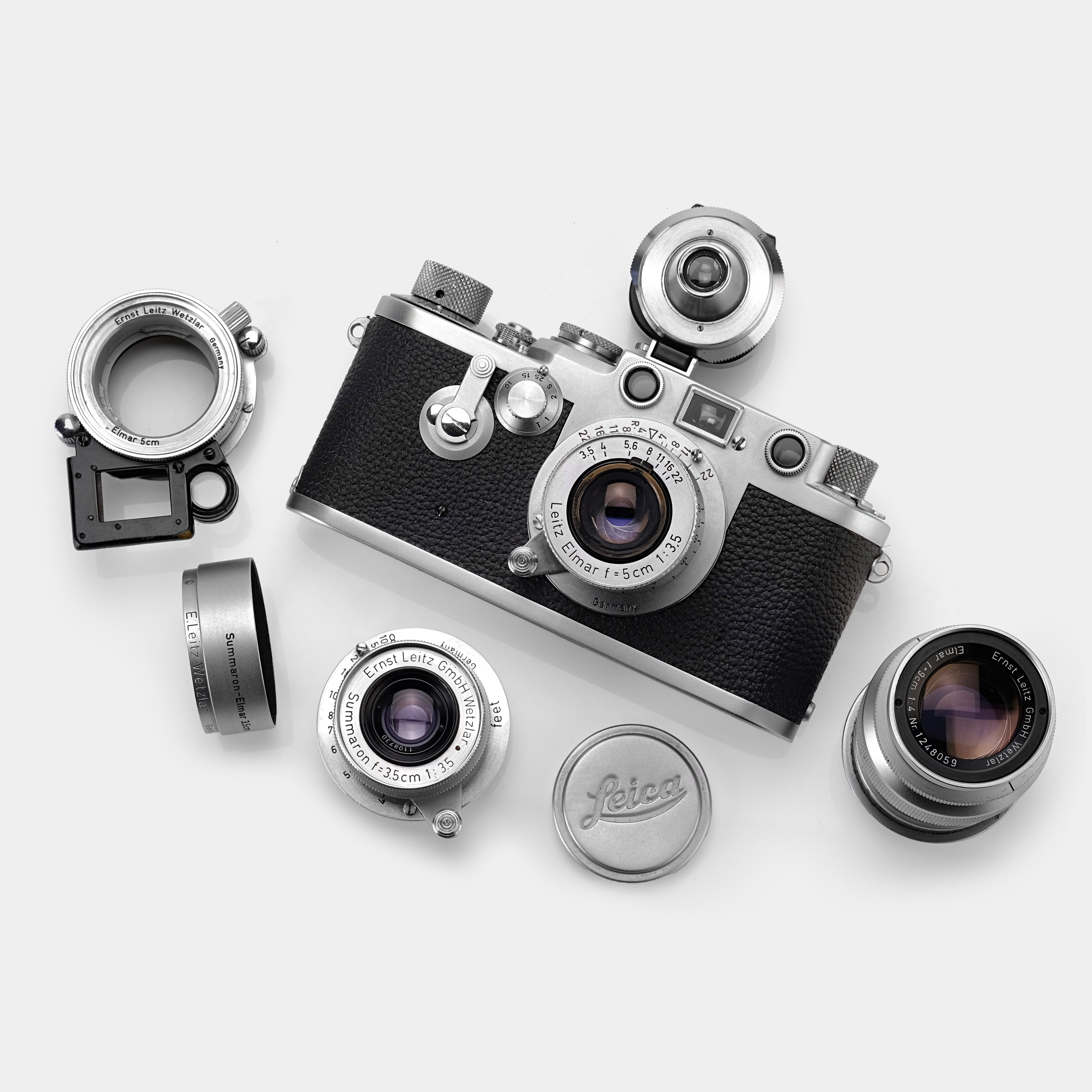 Leica IIIF RD/ST 35mm Rangefinder Film Camera With Lenses and Accessor