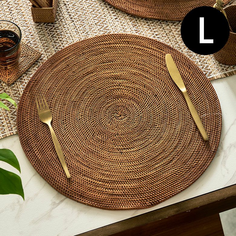アタ製ランチョンマット バリ島産 円型 丸いランチョンマット ランチ
