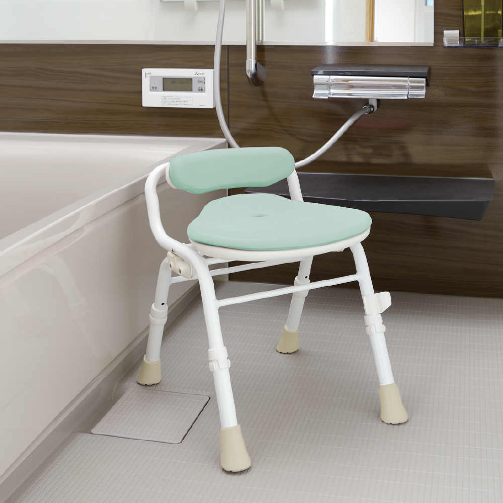 やわらかシャワーチェア クレオ折りたたみ(防カビプラス) 腰当付390