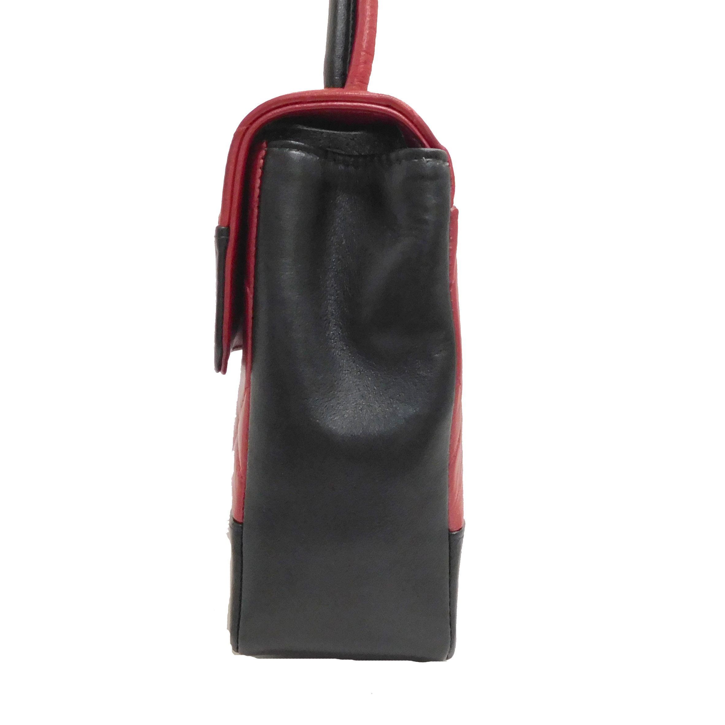 CHANEL Matelasse Lamb Skin Leather Red Turn Lock Shoulder Bag