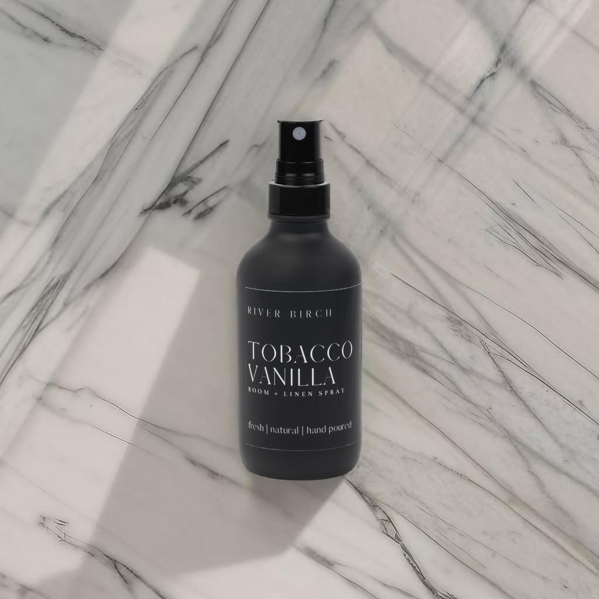 Tobacco Vanilla - 4 oz Black Glass Room + Linen Spray – River