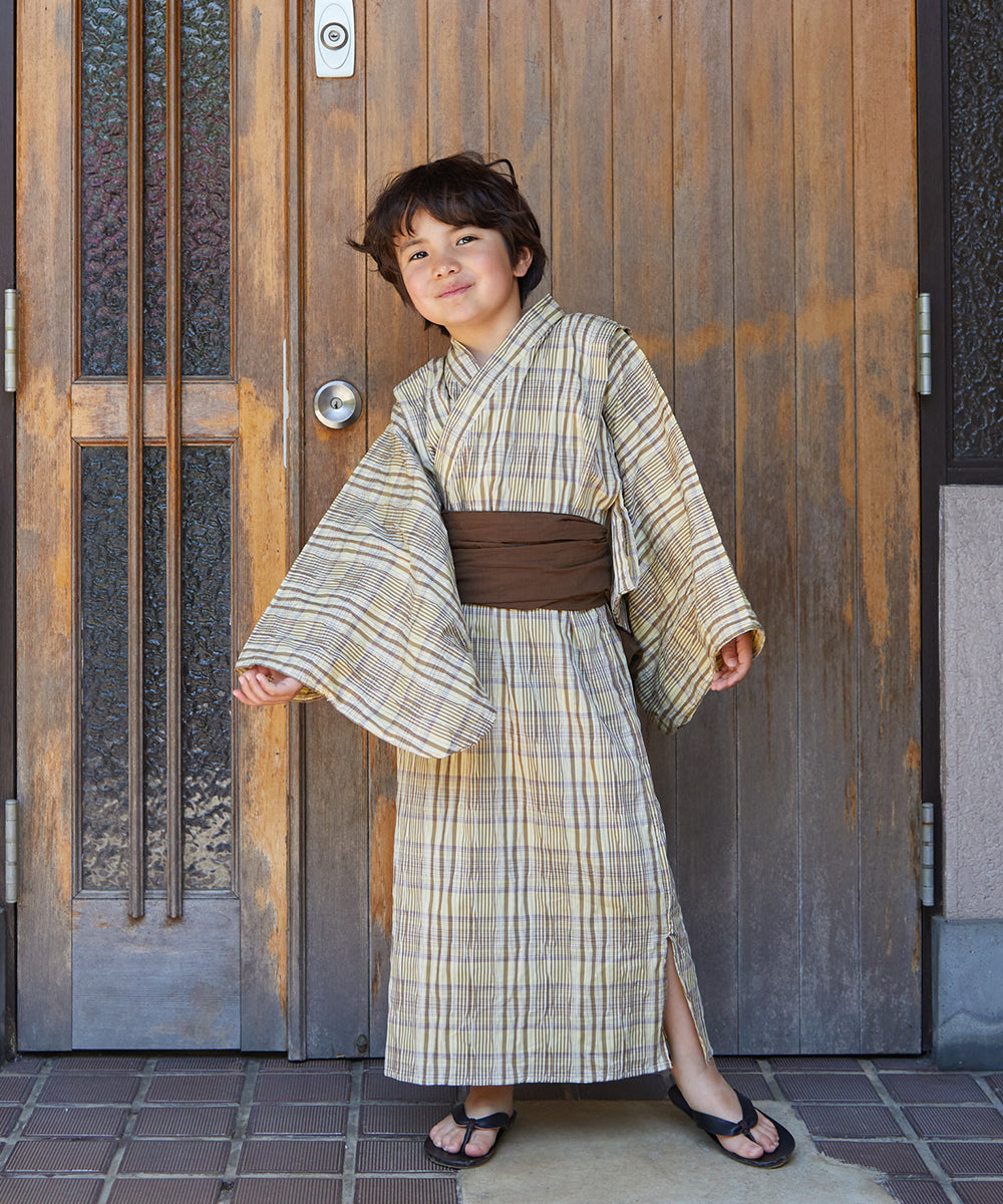 チェック柄プルオーバー浴衣セット