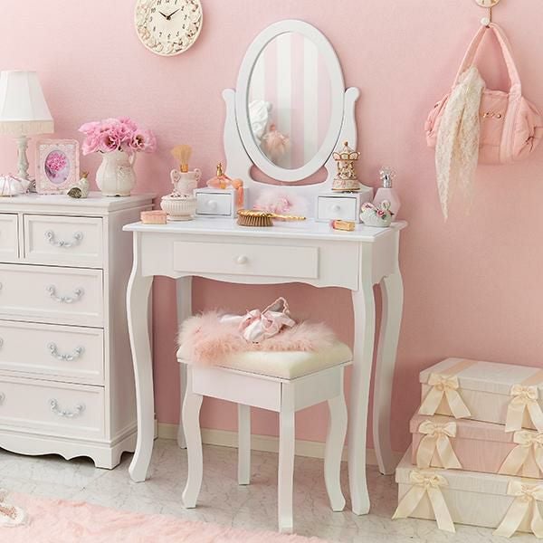 直送】オーバルミラースリムドレッサー｜かわいいお姫様インテリア家具