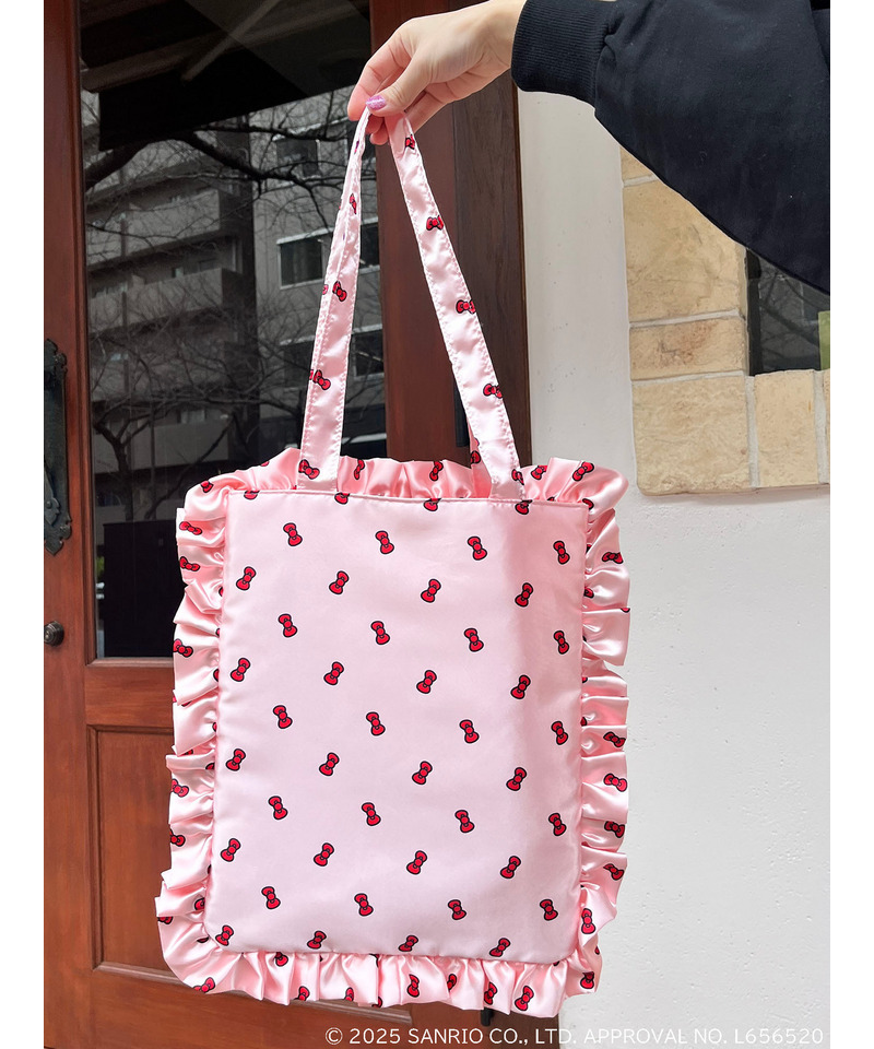 インディゴハート柄デニム♡刺繍のショルダーバッグ♡フリルリボン猫