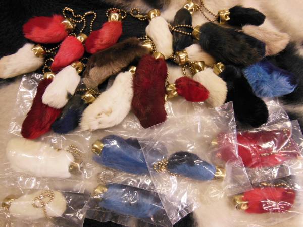 1950'S NOS LUCKY RABBIT FOOT CHARM/ビンテージ ラビットフット/青染
