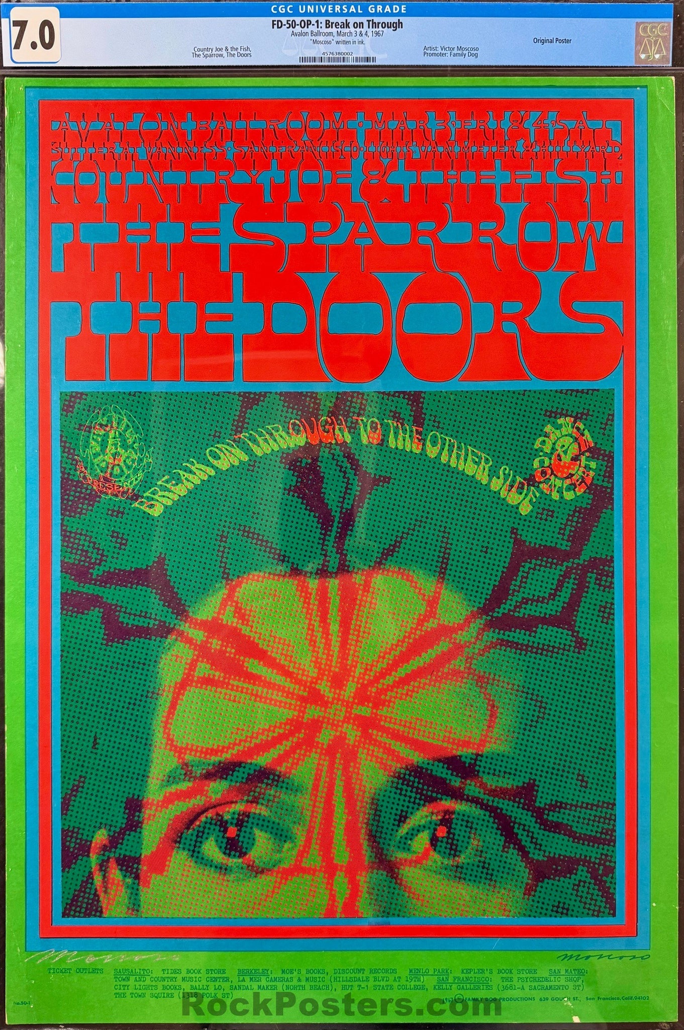 FD-50 - The Doors - Moscoso Signed - 1967 Poster - Avalon Ballroom
