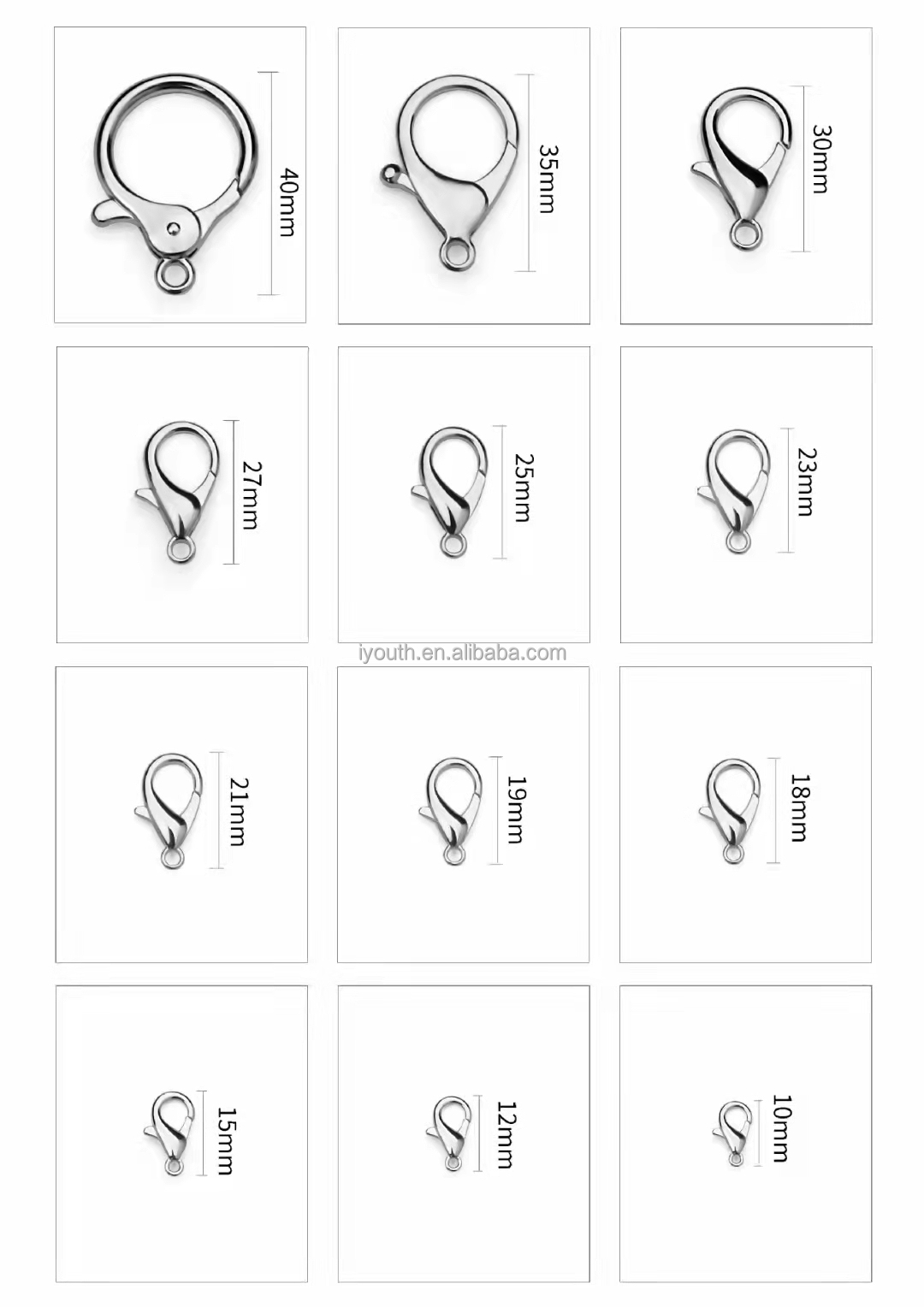 Nickle Plated DIY Jewelry Findings - Lobster Lock Clasps