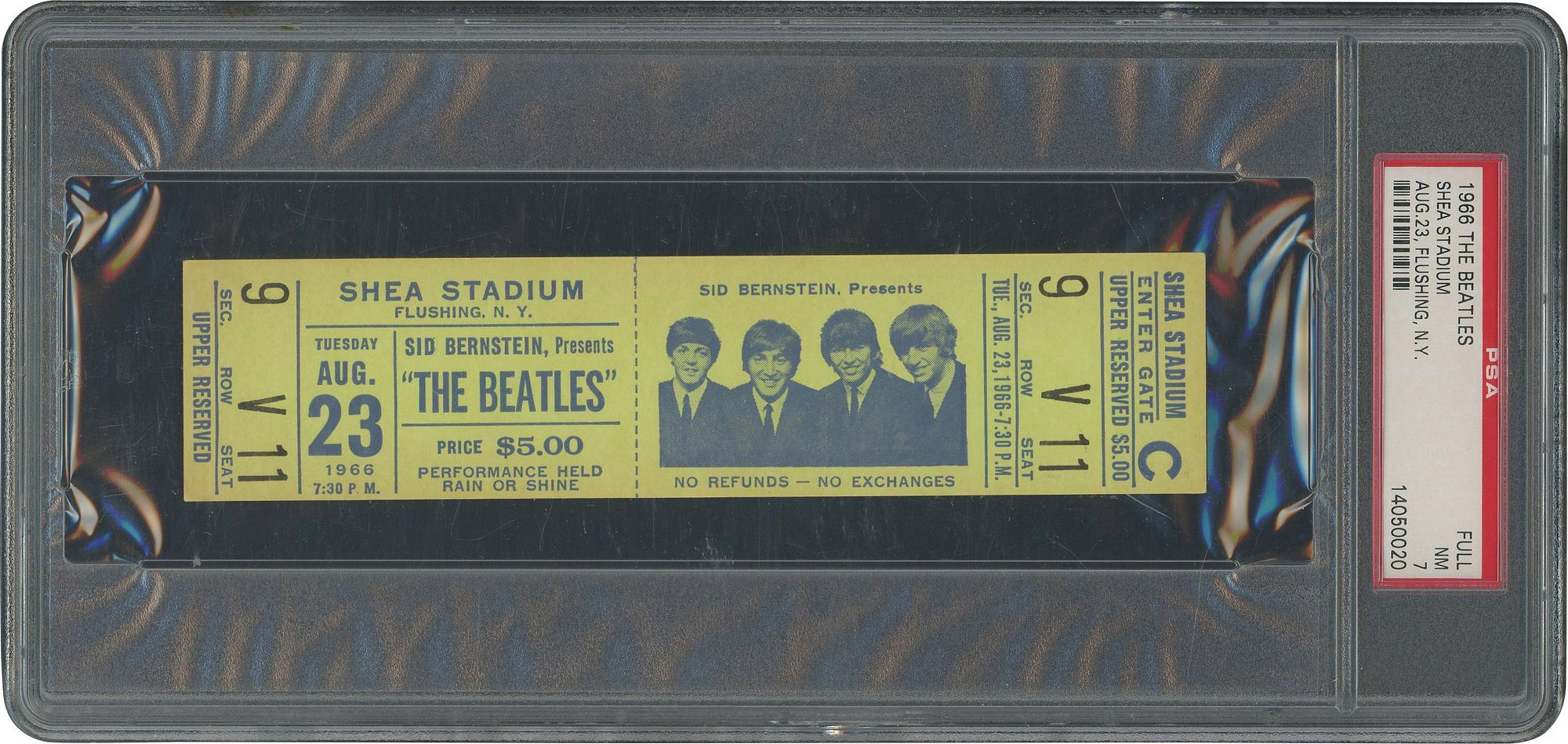 Aug. 23, 1966 The Beatles Shea Stadium Concert Full Ticket PSA NM