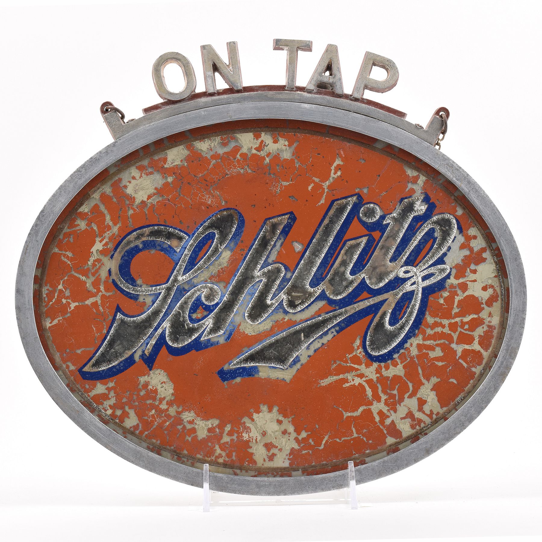 Schlitz On Tap 1930s Price Bros Reverse Painted Glass Sign sold at