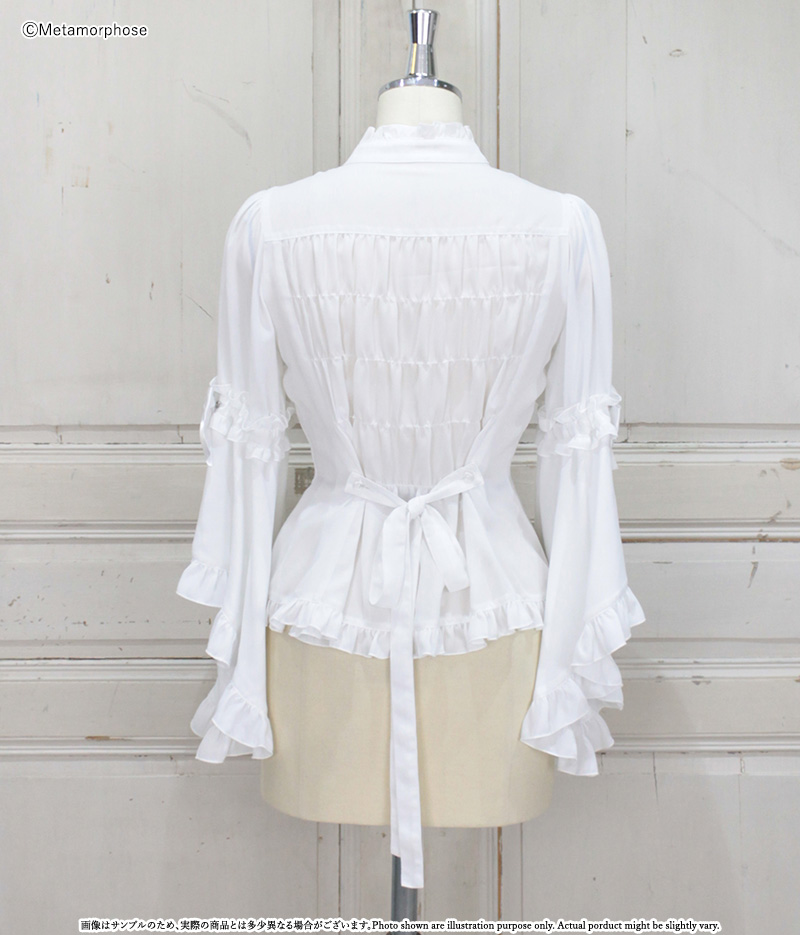 プラスサイズ】スタンドカラーロング姫袖ブラウス | metamorphose