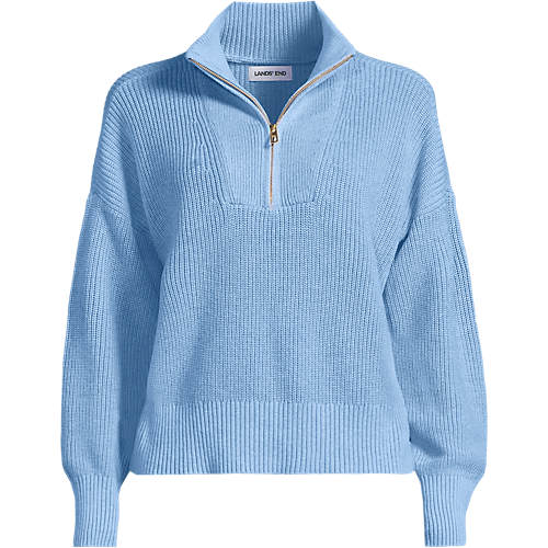 Women's Drifter Cotton Quarter Zip Pullover Sweater | Lands' End