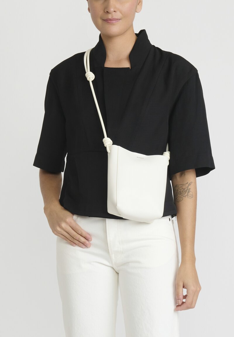 Jil Sander Smooth Leather ''Giro'' Crossbody Bag in Cosmic Latte