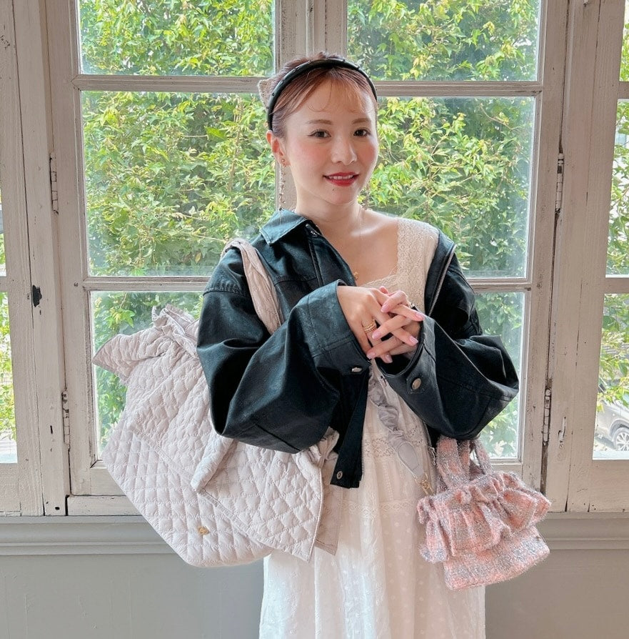 フリルバッグ Tweedy Bebe【ピーチ×シルバー】2サイズ – Saha by elliee