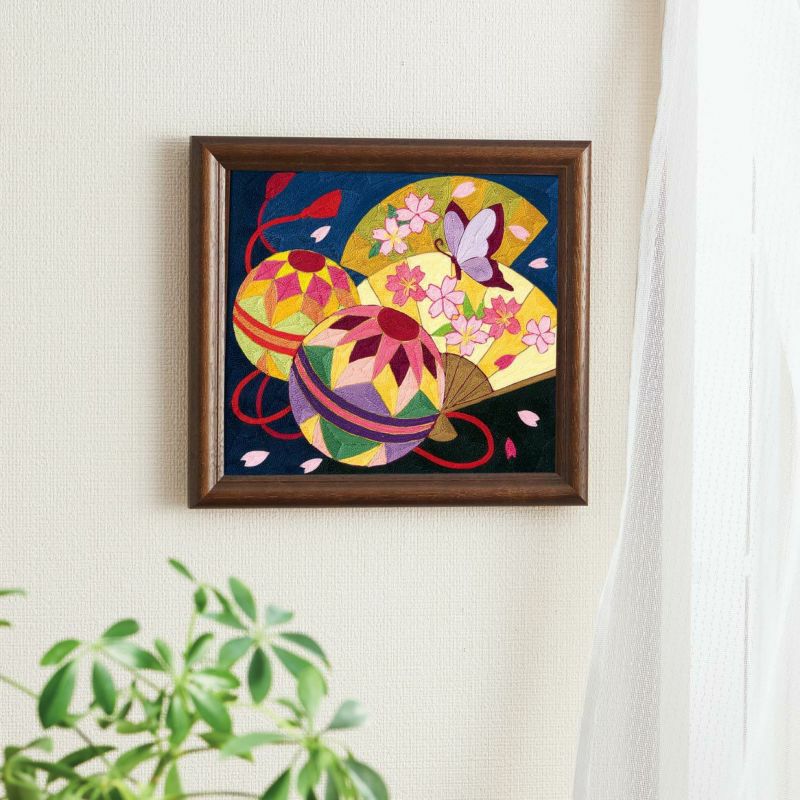 刺繍糸の絵・手まりと扇桜｜株式会社さくらほりきり