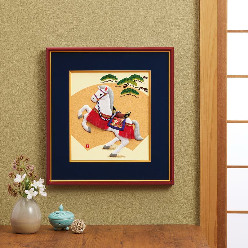 押絵・吉祥白駿馬（大色紙）｜株式会社さくらほりきり
