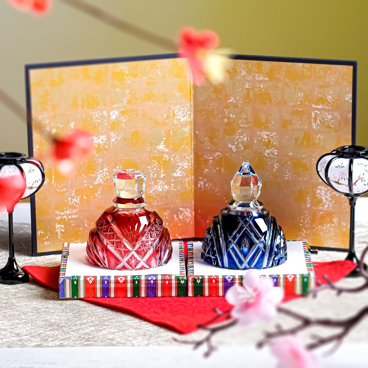 島津薩摩切子】創作 薩摩切子雛Ⅱセット – ㈱島津興業 島津薩摩切子