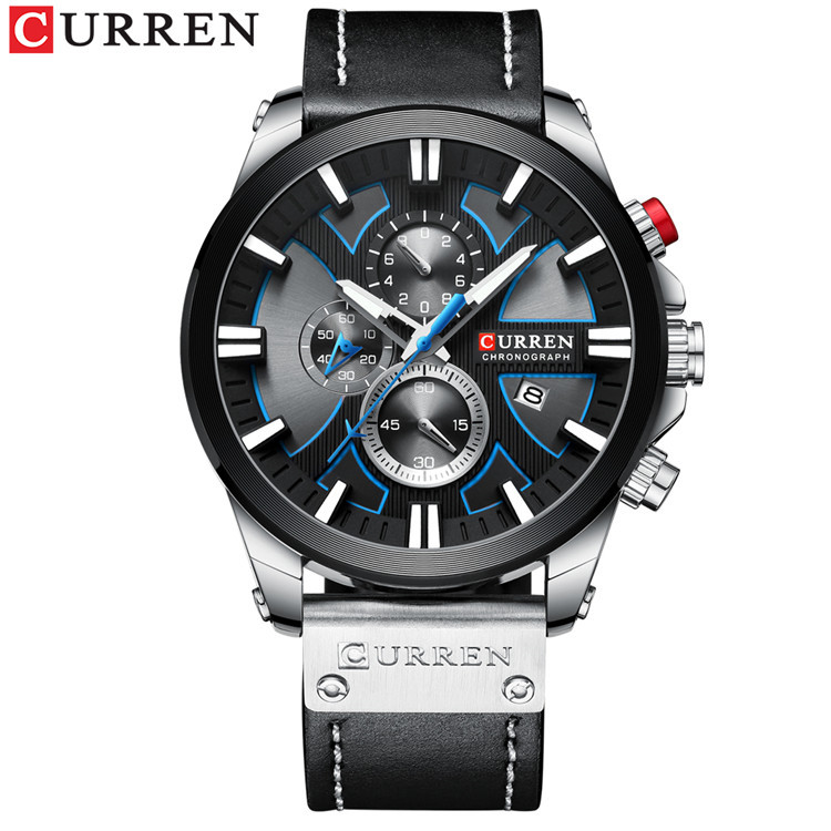 CURREN 8346 Men's Watch - Chronograph Leather Strap Quartz