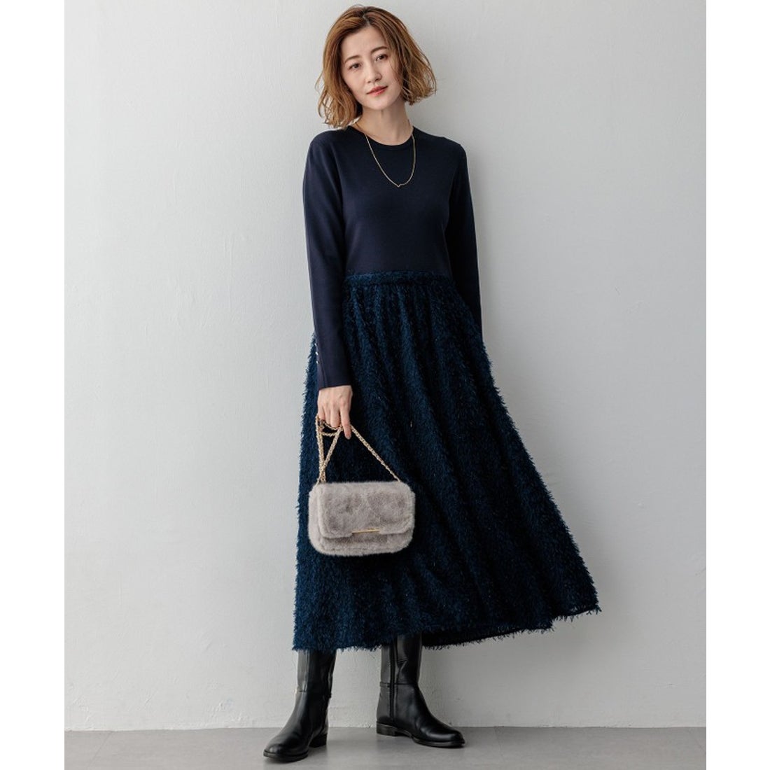 ニジュウサンク 23区 【店舗限定/洗える】ニットコンビジャカード